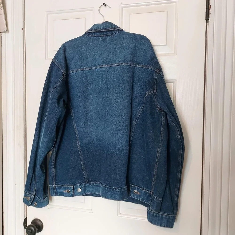 IZOD Jeans Mens Blue Denim Jacket 70s Style Trucker Coat Size L